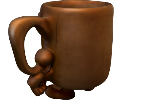 怒っている木製マグカップのキャラクター 3Dモデル