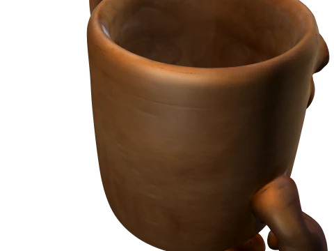 怒っている木製マグカップのキャラクター 3Dモデル
