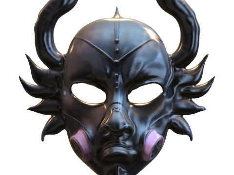 Ornate Fantasy Mask with Metallic Horns 3Dモデル