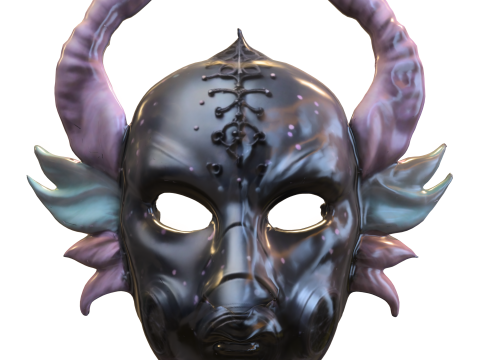 Ornate Fantasy Mask with Metallic Horns 3Dモデル