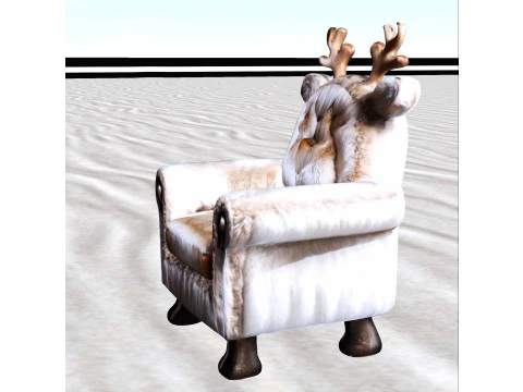 Rentier-Sessel, gem&uuml;tlicher, pelziger Fantasy-Stuhl f&uuml;r Umgebungen 3D Modell