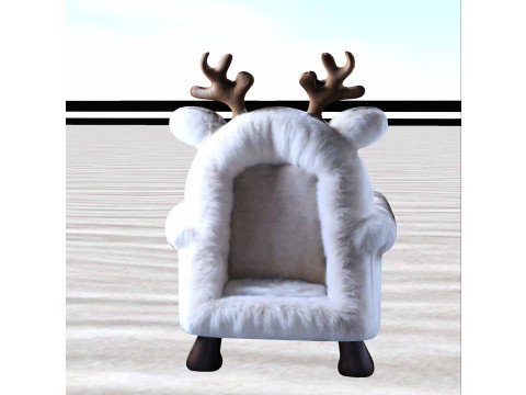 Reindeer Armchair Cozy Furry Fantasy Chair for Environments 3D 모델