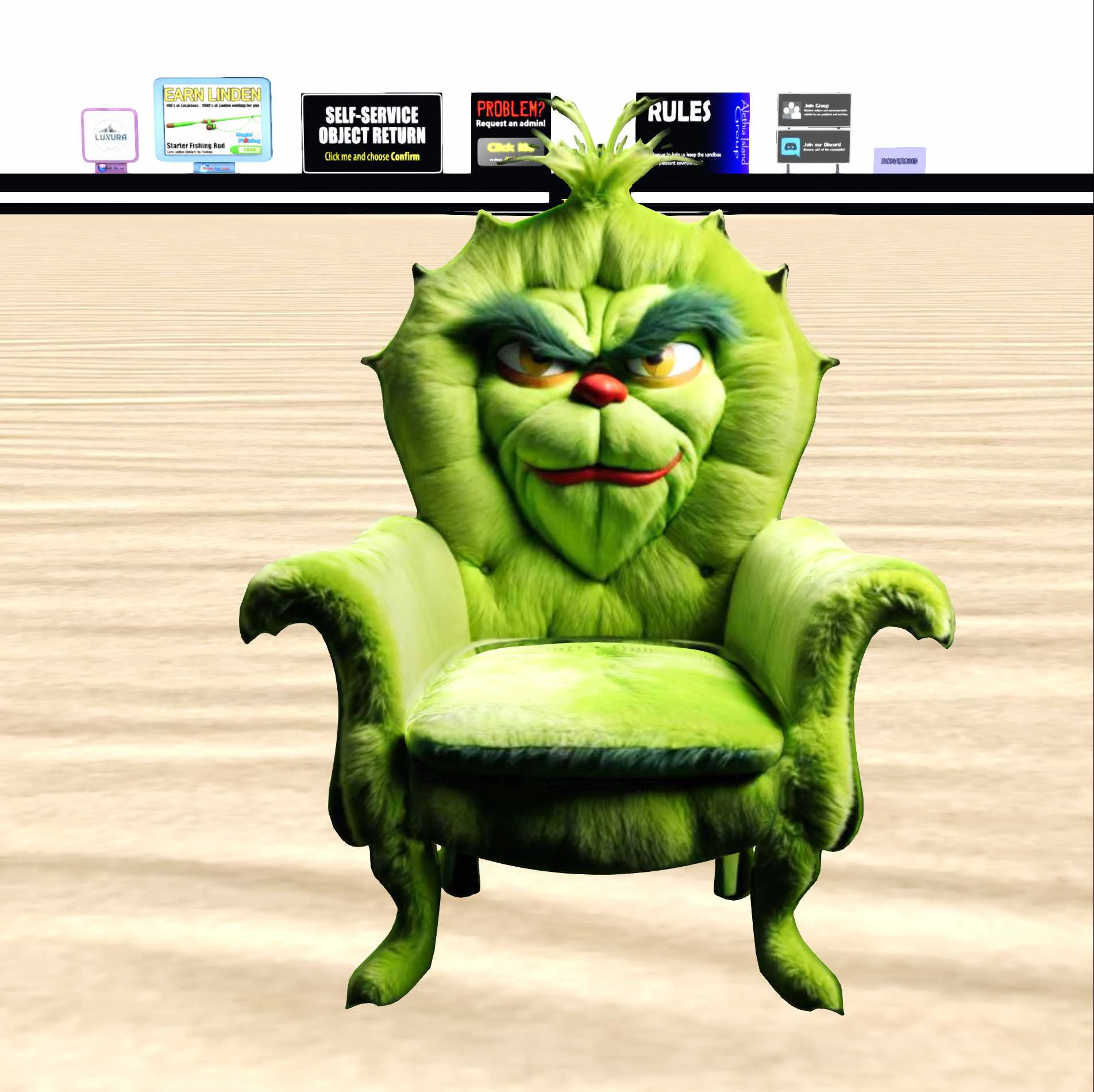 Grinch-Inspired Armchair 3D Model .c4d .max .obj .3ds .fbx .stl .blend 