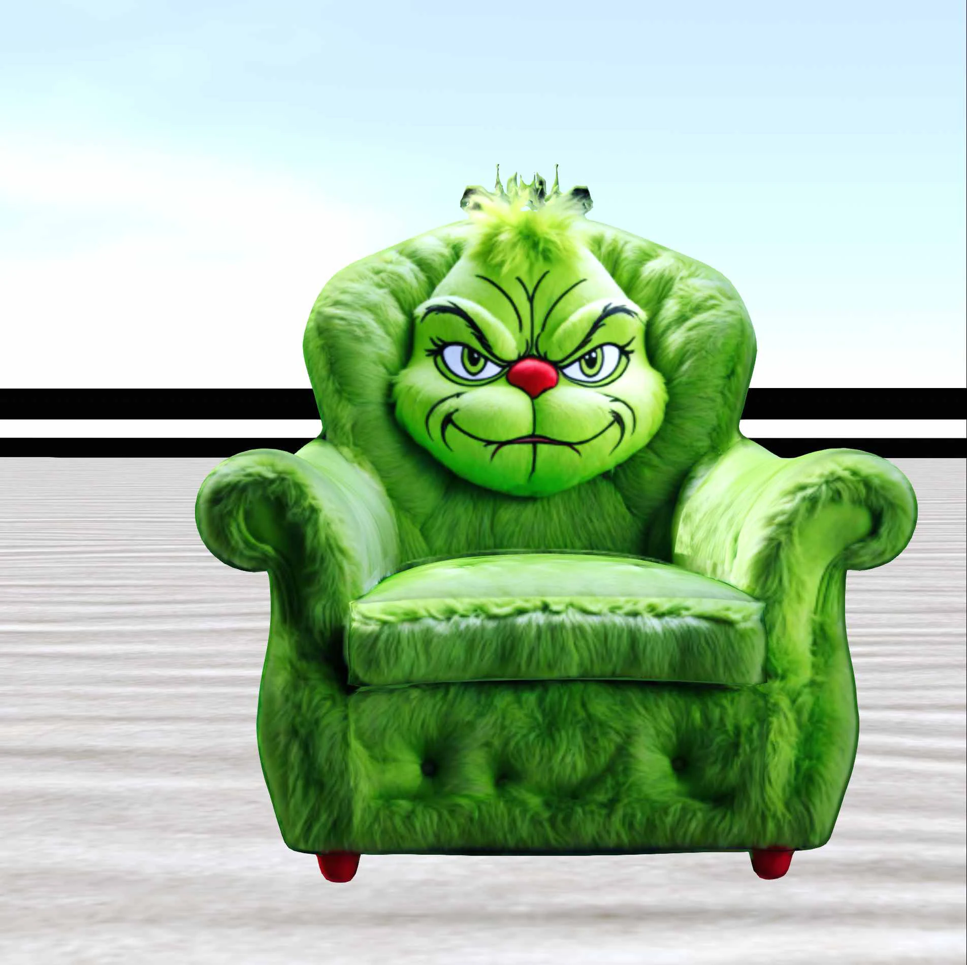 Grinch Face Plush Armchair 3D Model .c4d .max .obj .3ds .fbx .stl .blend 