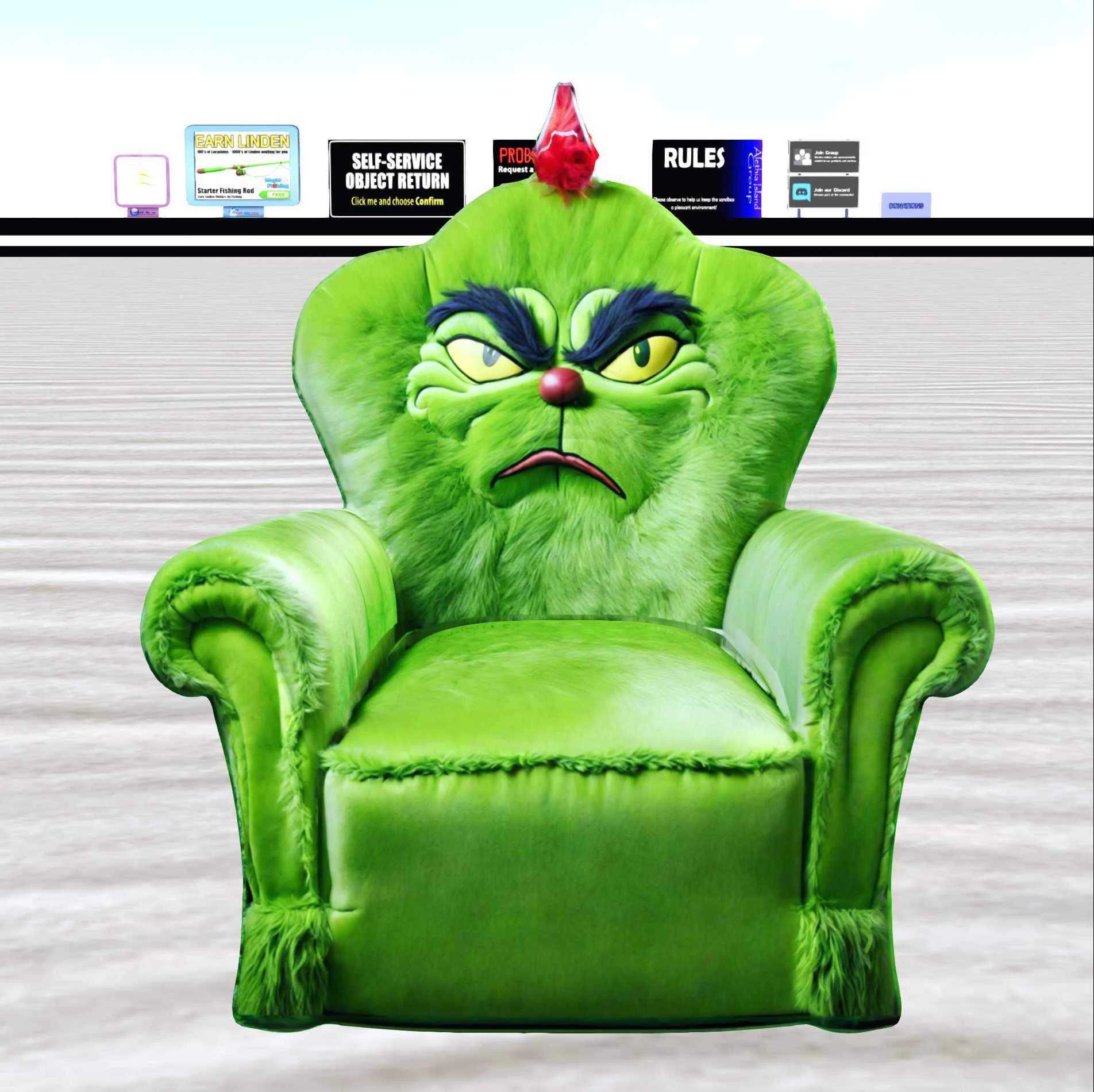 Grumpy Green Throne 3D Model .c4d .max .obj .3ds .fbx .stl .blend 