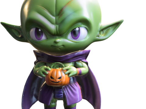 Chibi Alien Trick-or-Treater Cute Halloween Modello 3D