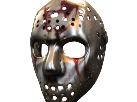 Horror Hockey Mask Bloodstained Model 3D