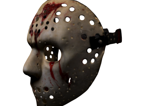 Horror Hockey Mask Bloodstained 3D Model