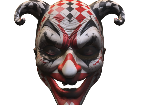 Evil Jester Mask Horror Clown Asset Model 3D