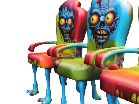 Zombie Horror Dining Chairs 3D Model