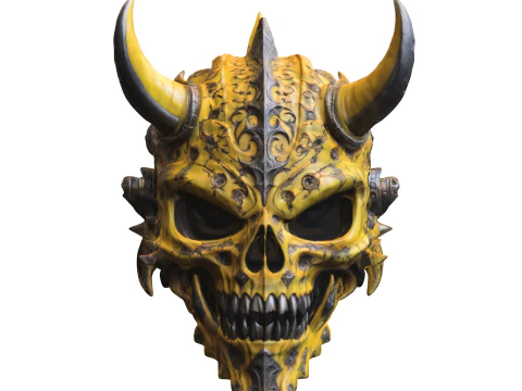 Golden Infernal Skull Helmet 3D Model