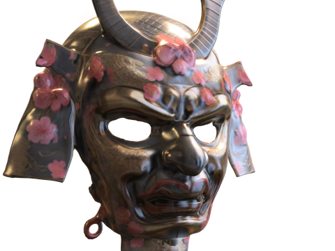 Samurai Oni Mask Sakura Warrior Modèle 3D