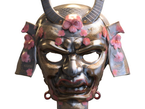 Samurai Oni Mask Sakura Warrior Modèle 3D