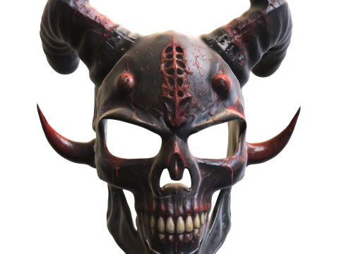 지옥불 해골 가면 악마 전사 투구 3D 모델