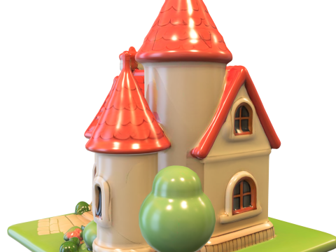 Fantasy Cartoon Castle Stylized 3D Модель