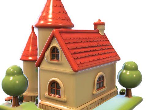 Fantasy Cartoon Castle Stylized 3D Model