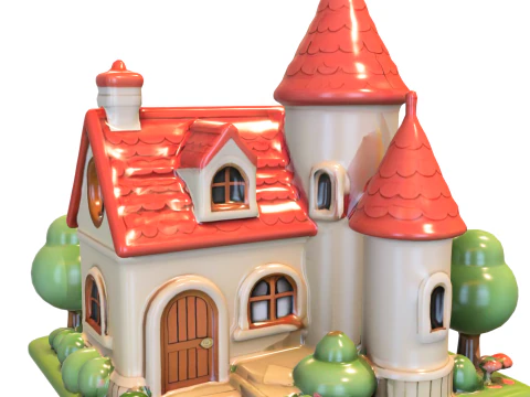 Fantasy Cartoon Castle Stylized 3D Model