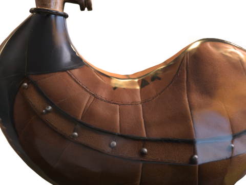 Vintage Leather Powder Horn 3D Модель
