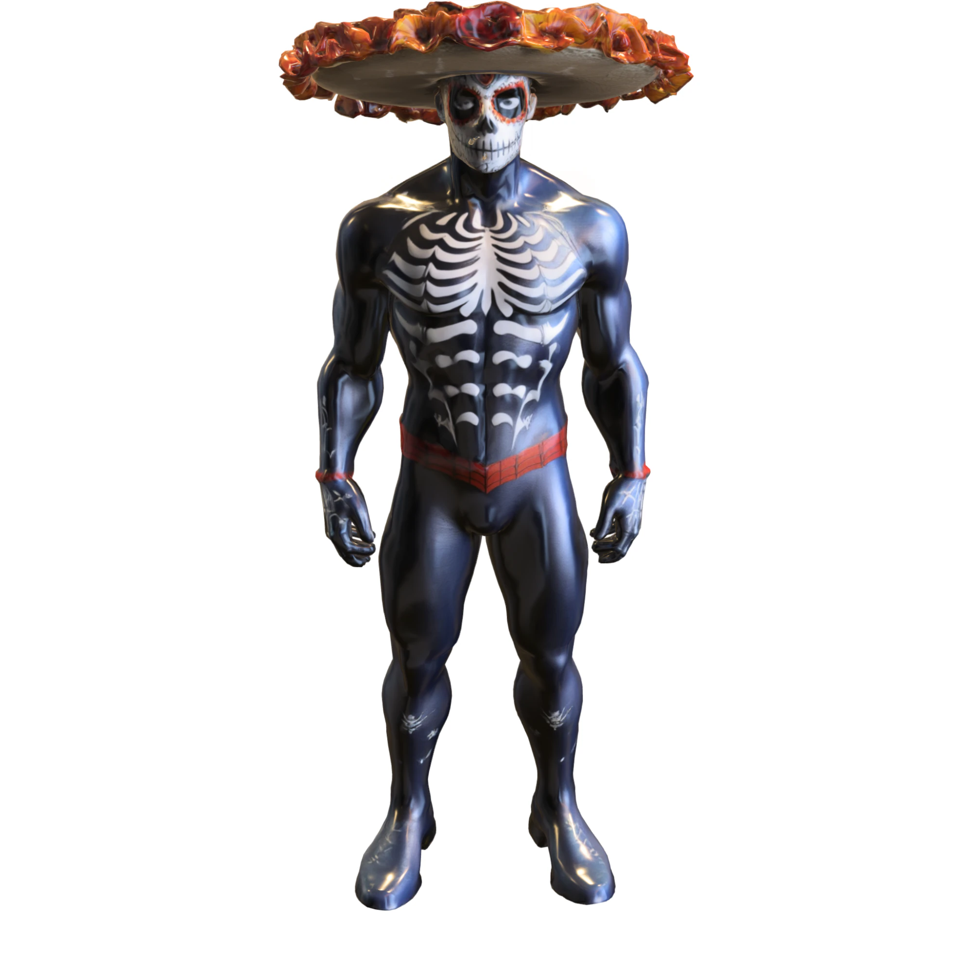 Day of the Dead Warrior 3D Model .c4d .max .obj .3ds .fbx .stl .blend 