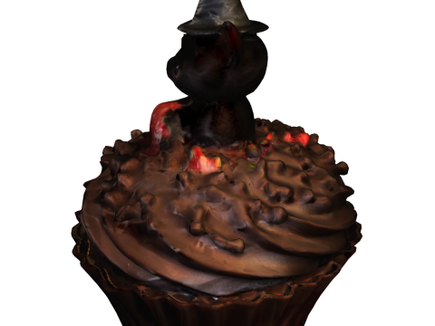 Witch Cat Chocolate Cupcake Model 3D