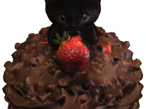 Witch Cat Chocolate Cupcake Model 3D