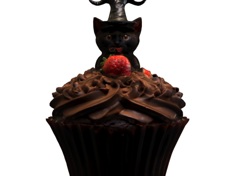 Witch Cat Chocolate Cupcake Model 3D