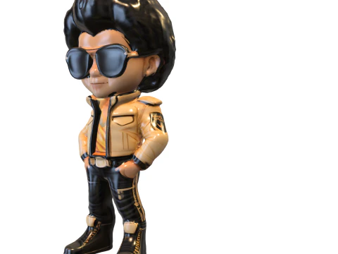 Karakter Ikon Pop Bergaya Model 3D