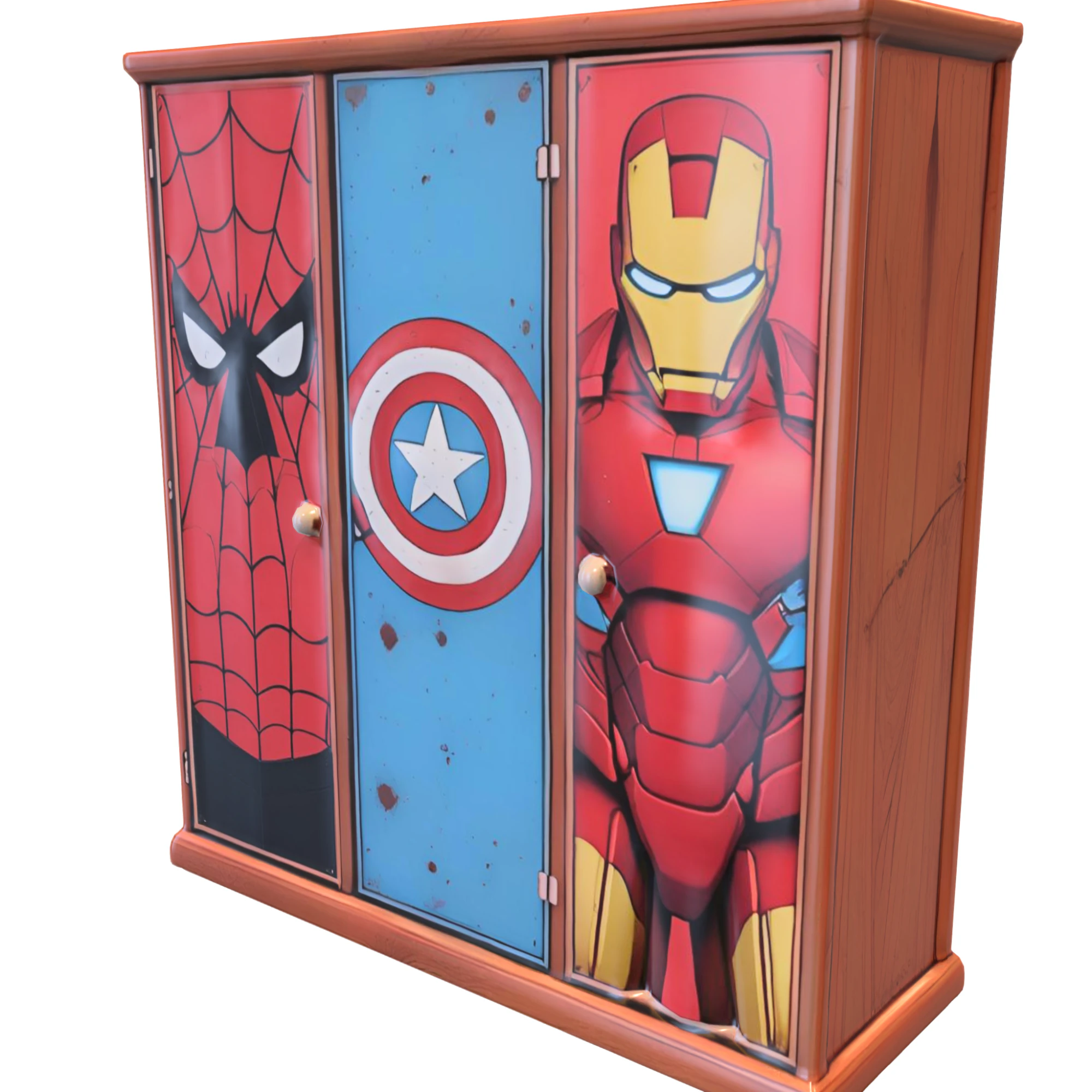 Superhero-Themed Wooden Cabinet 3D Model .c4d .max .obj .3ds .fbx .stl .blend 
