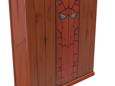 Superhero-Themed Wooden Cabinet 3D Model