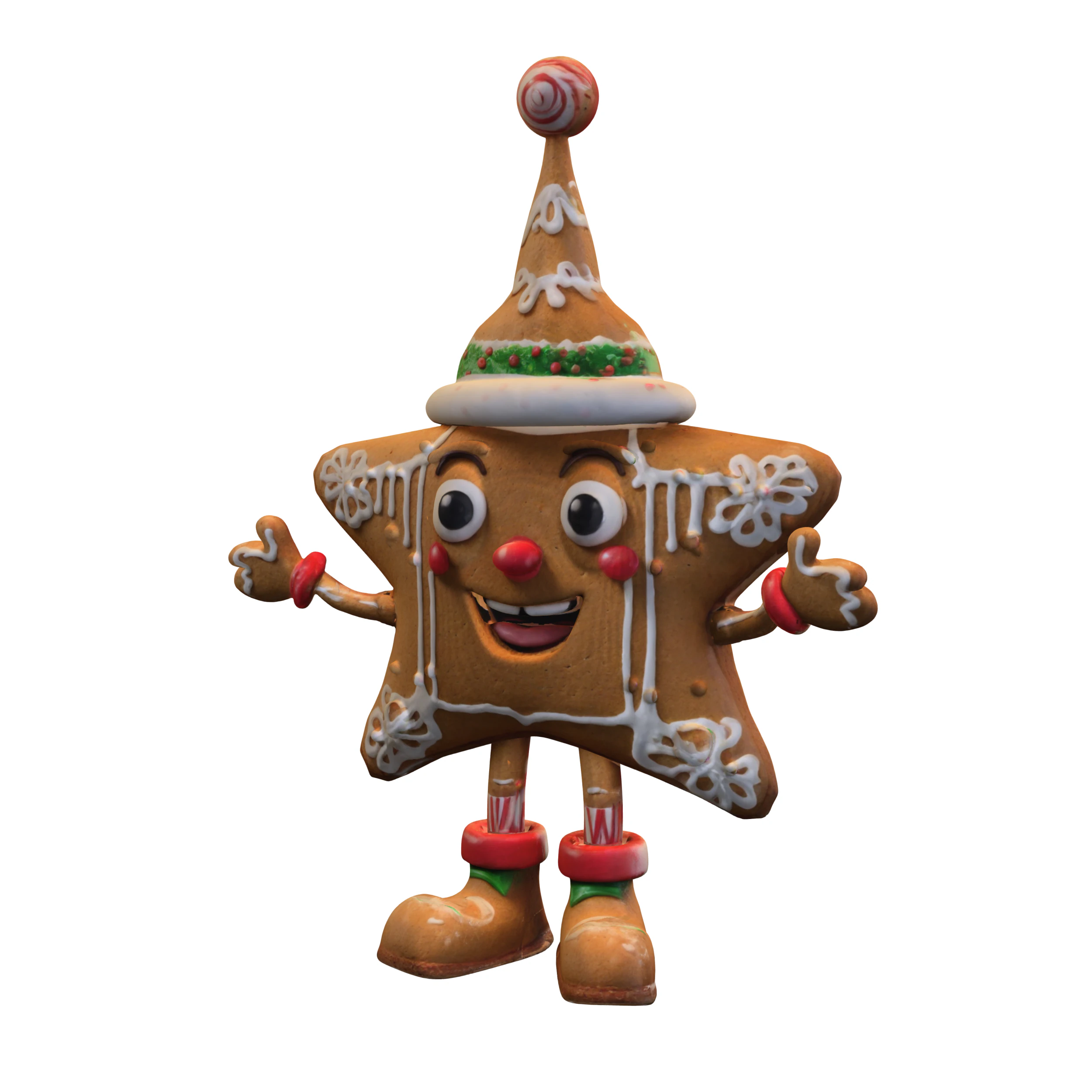 Gingerbread Star ChristmasThemed 3D Model .c4d .max .obj .3ds .fbx .stl .blend