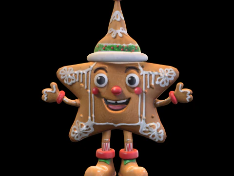 Gingerbread Star ChristmasThemed 3D Model