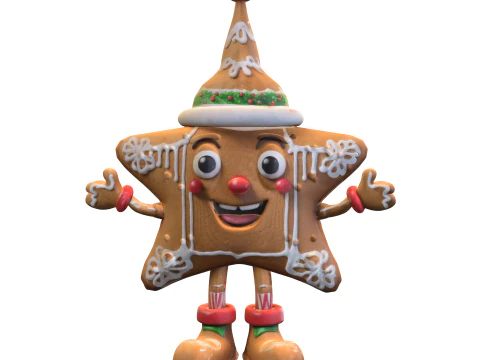 Gingerbread Star ChristmasThemed 3D Model
