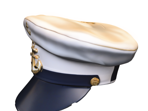 Elegant Navy Captain Hat 3D Model