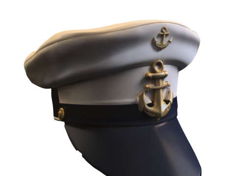 Elegant Navy Captain Hat 3D Model