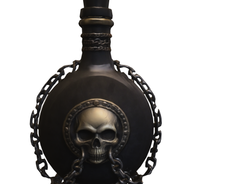 Shadow Potion Mystic Flask with Skull and Chains Modello 3D