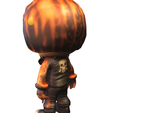 Flaming Skull Rider Chibi Infernal Biker 3D मॉडल
