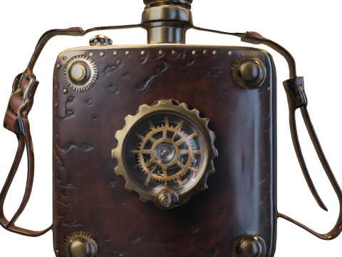 Steampunk Gear Flask Vintage Mechanical Bottle 3D Модель