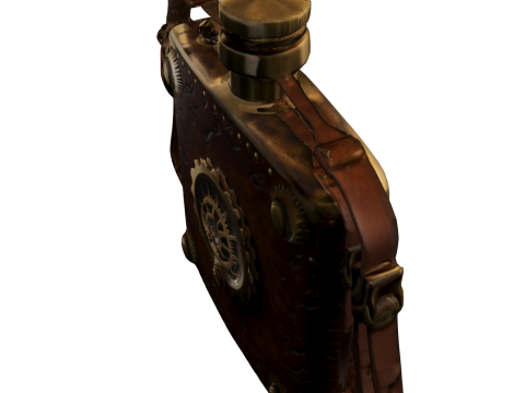 Steampunk Gear Flask Vintage Mechanical Bottle 3D Model