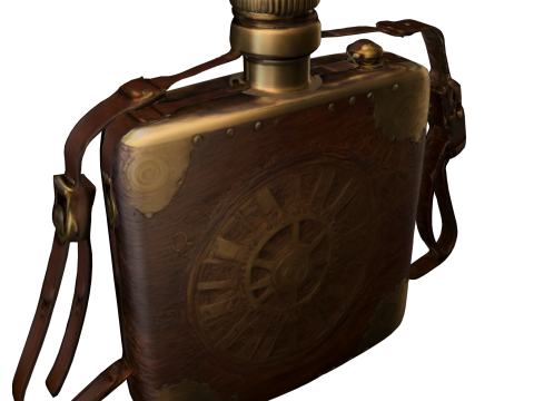 Steampunk Gear Flask Vintage Mechanical Bottle 3D Model