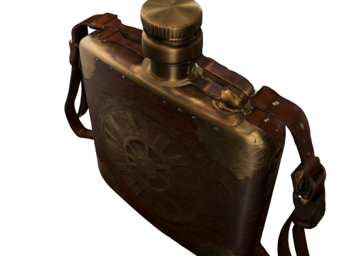 Steampunk Gear Flask Vintage Mechanical Bottle 3D Model