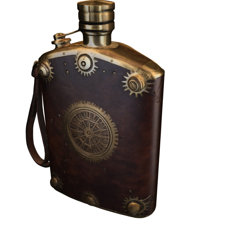Steampunk Gear Flask 3D Модель .c4d .max .obj .3ds .fbx .stl .blend