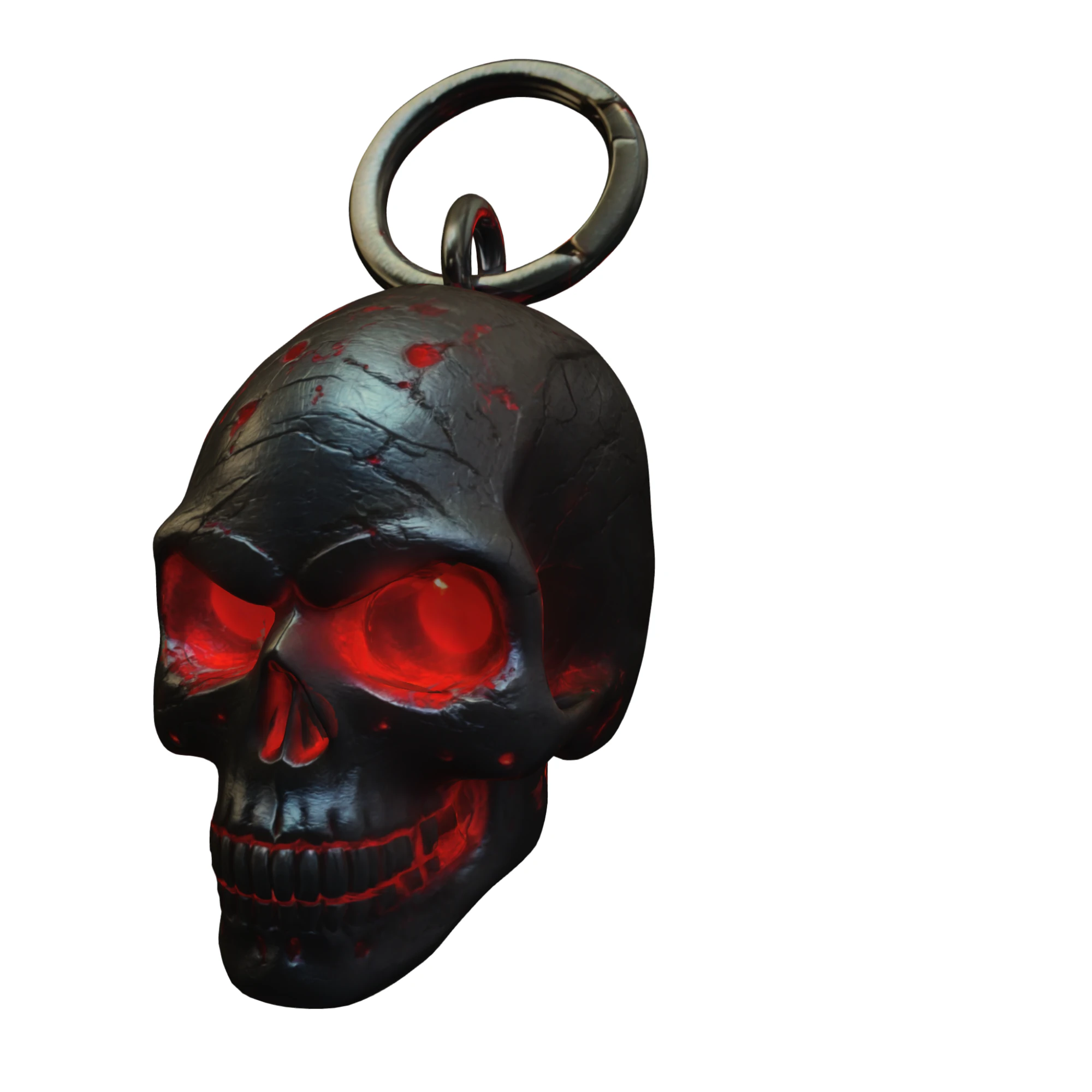 Chaveiro Caveira Sombria com Olhos Flamejantes 3D Model .c4d .max .obj .3ds .fbx .stl .blend 