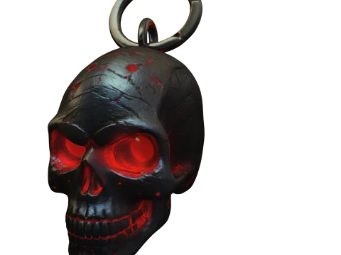 Chaveiro Caveira Sombria com Olhos Flamejantes Modelo 3D