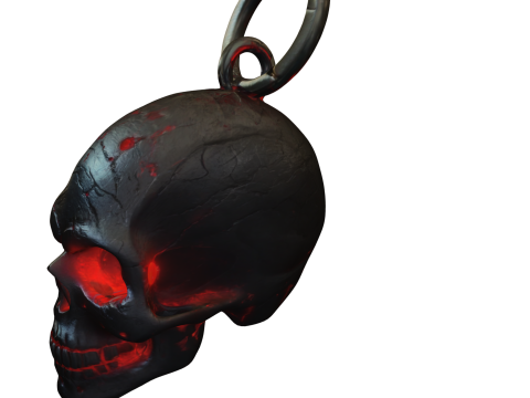 Chaveiro Caveira Sombria com Olhos Flamejantes Modello 3D