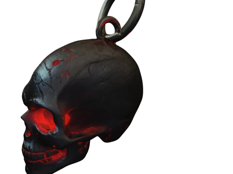 Chaveiro Caveira Sombria com Olhos Flamejantes 3D Model