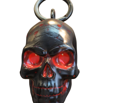 Chaveiro Caveira Sombria com Olhos Flamejantes Modello 3D