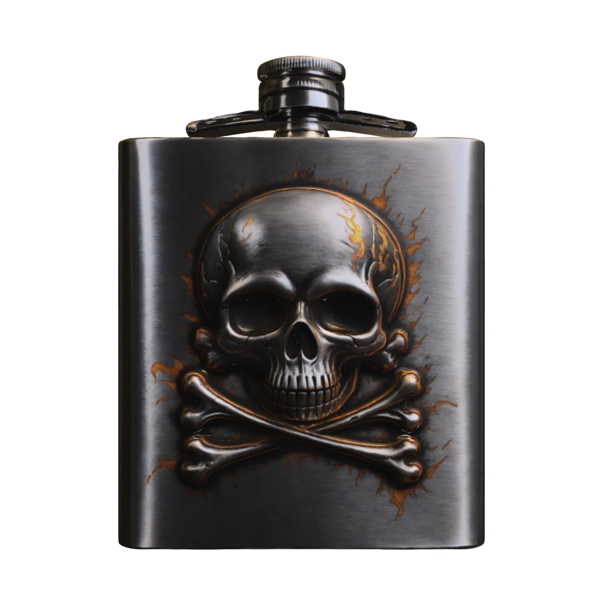 Realistic Skull Metal Flask 3D Model .c4d .max .obj .3ds .fbx .stl .blend 