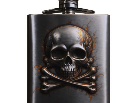Realistic Skull Metal Flask Modelo 3D