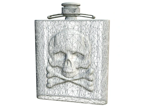 Realistic Skull Metal Flask 3D Model