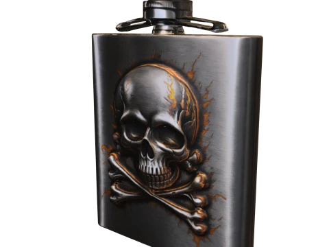 Realistic Skull Metal Flask 3D Model